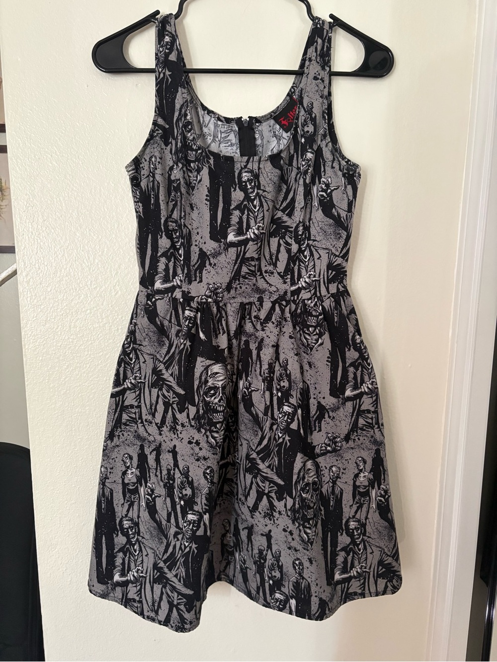 Zombie Print Fit & Flare Skater Dress Halloween Horror Monsters Size S by Folter